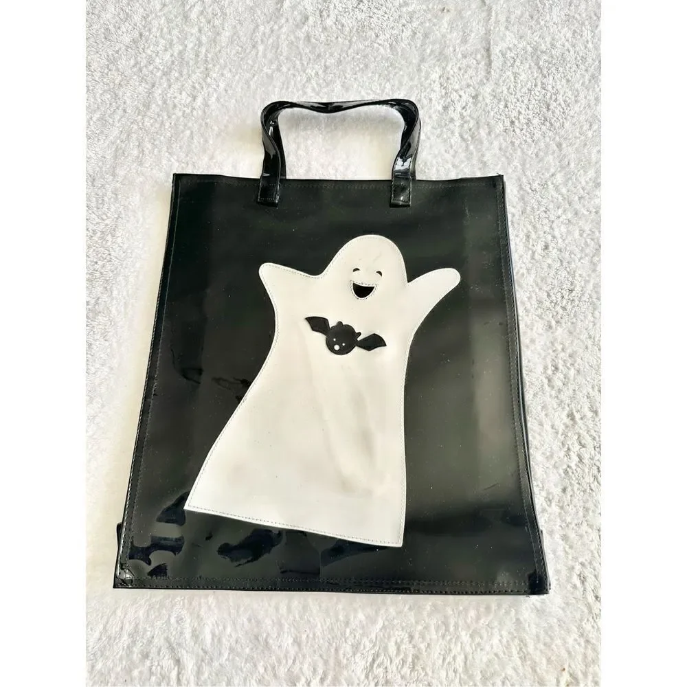 Halloween Black and white bat and ghost tote bag ￼